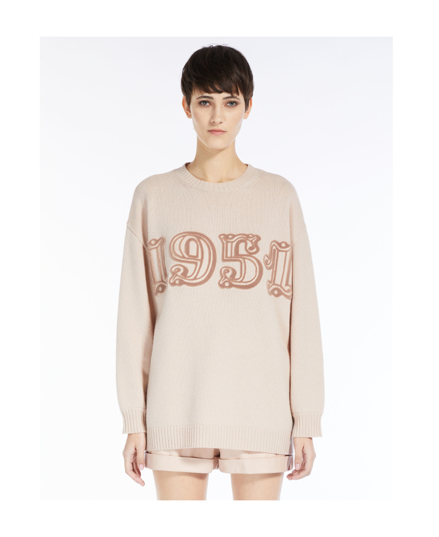 Max Mara Form With Embroidery And Sequins Pullover In Nude