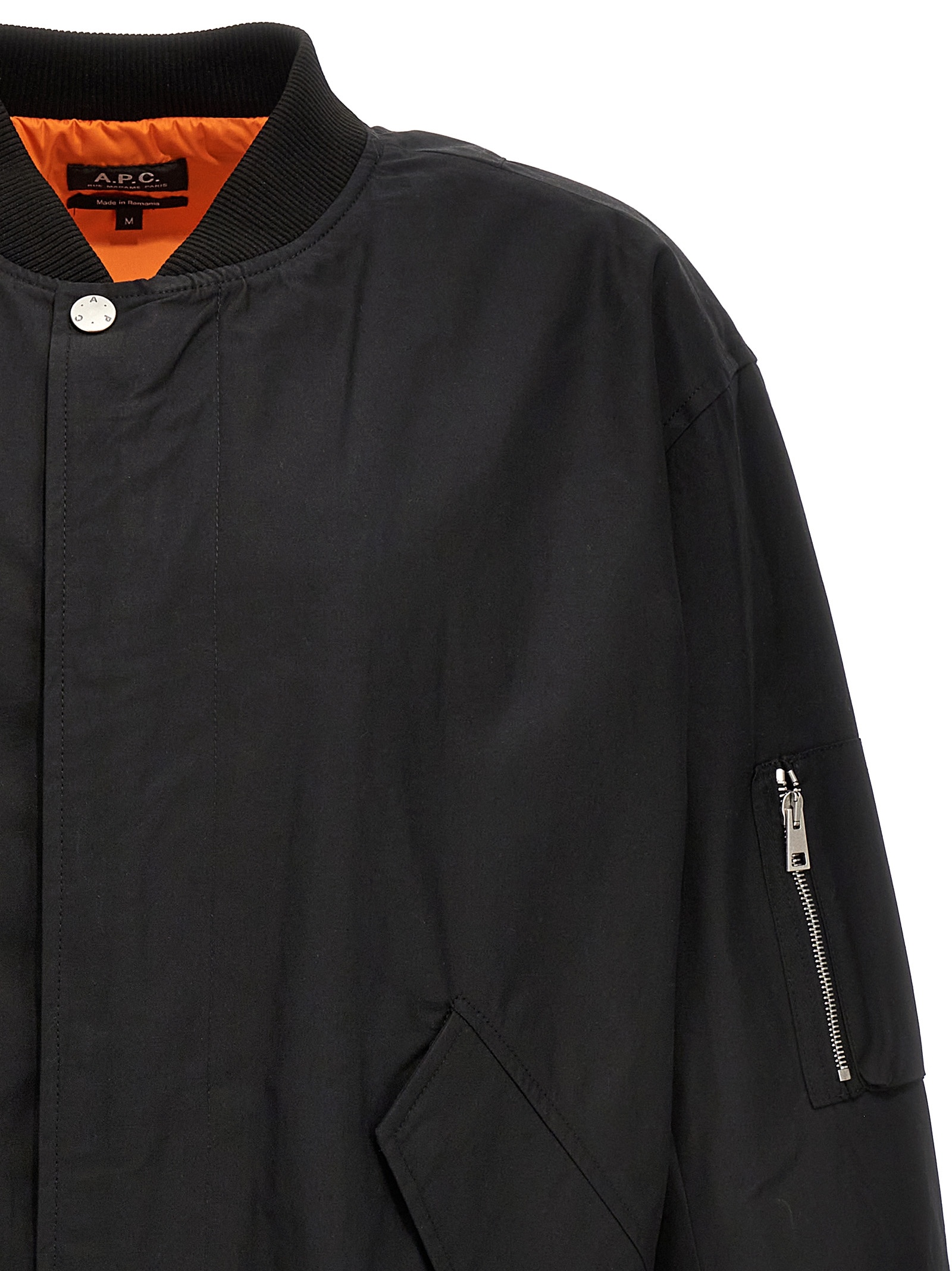 Apc Zip-pocket Cotton Bomber Jacket In Black