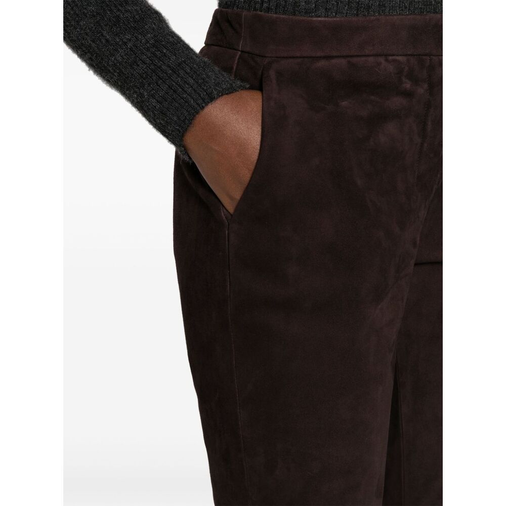 Theory Flared Leather Trousers In Black