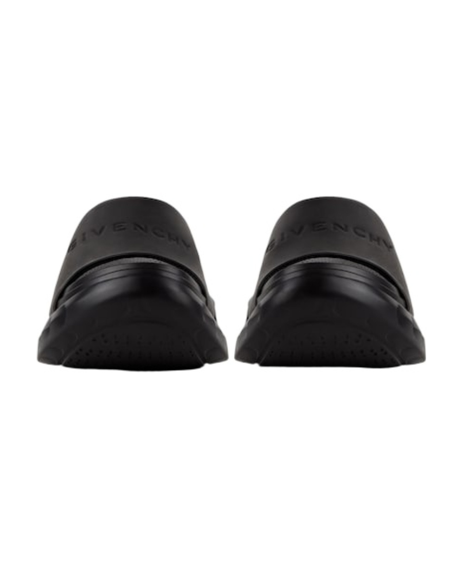 Givenchy Marshmallow Logo-debossed Leather Platform Slides In Black