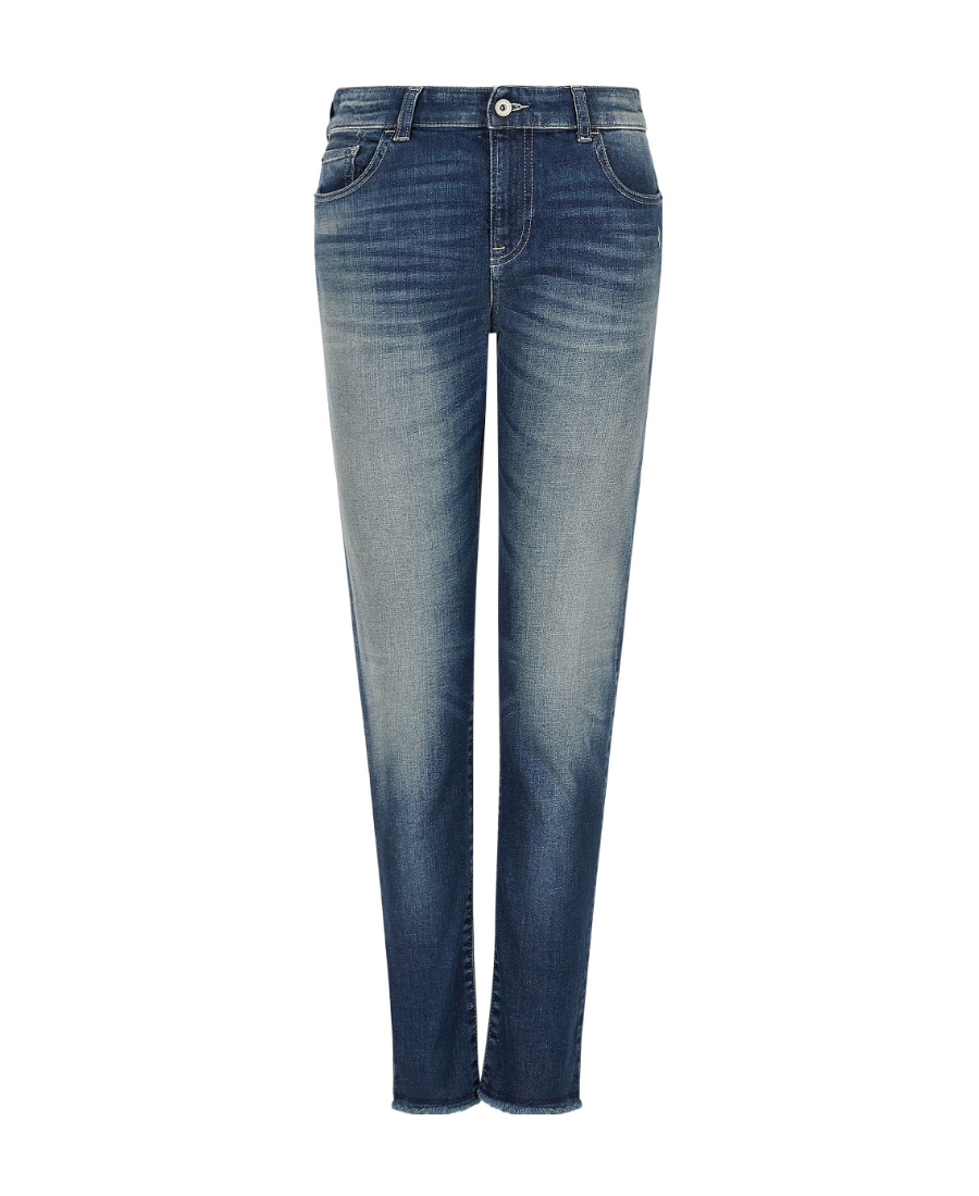 Emporio Armani Embroidered-logo Denim Trousers