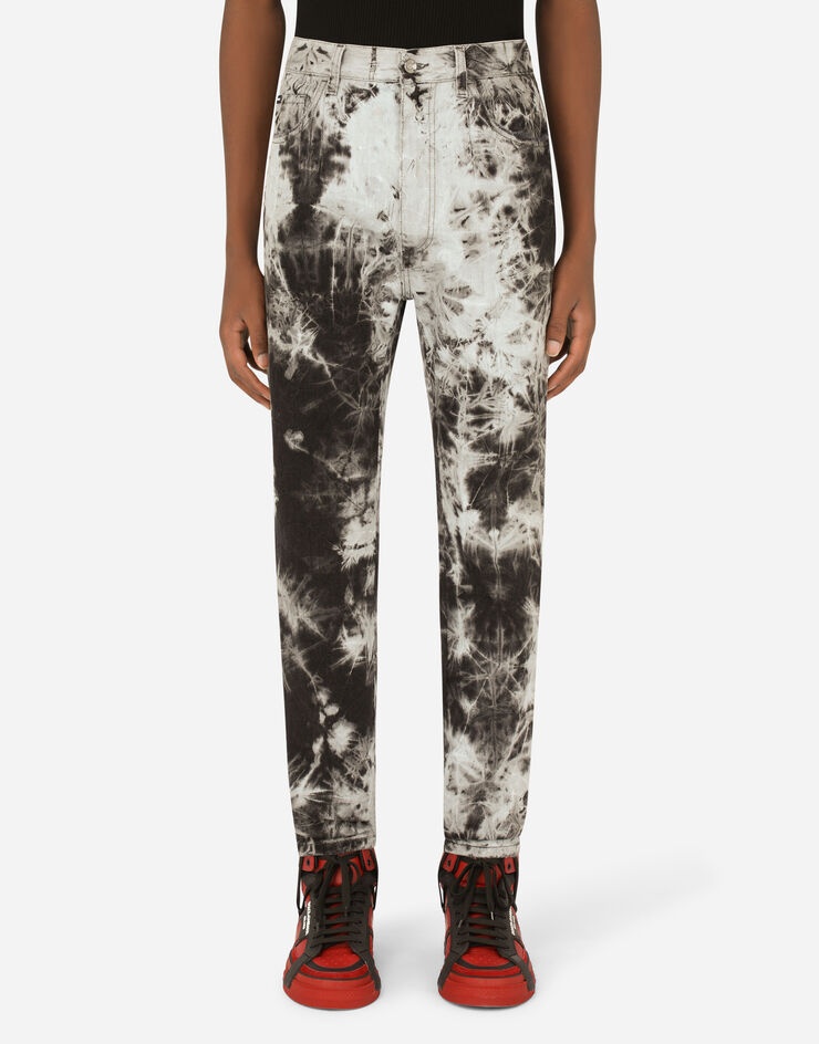 Dolce & Gabbana Acid-wash Two-tone Jeans In Multicolor