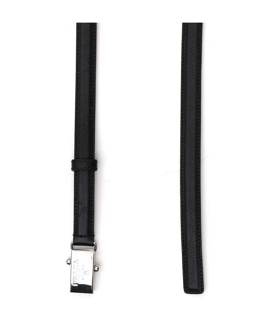 Prada Logo Buckle Belt In Black