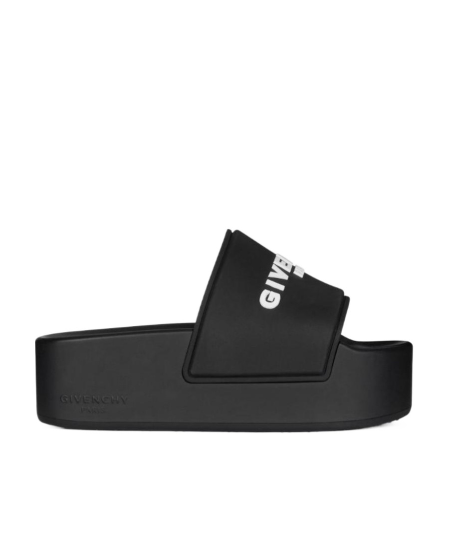 Givenchy Logo-embellished Flatform Slides In Black