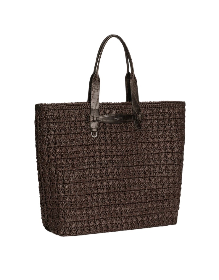 Dolce & Gabbana Crochet Tote Bag Woven Texture In Black