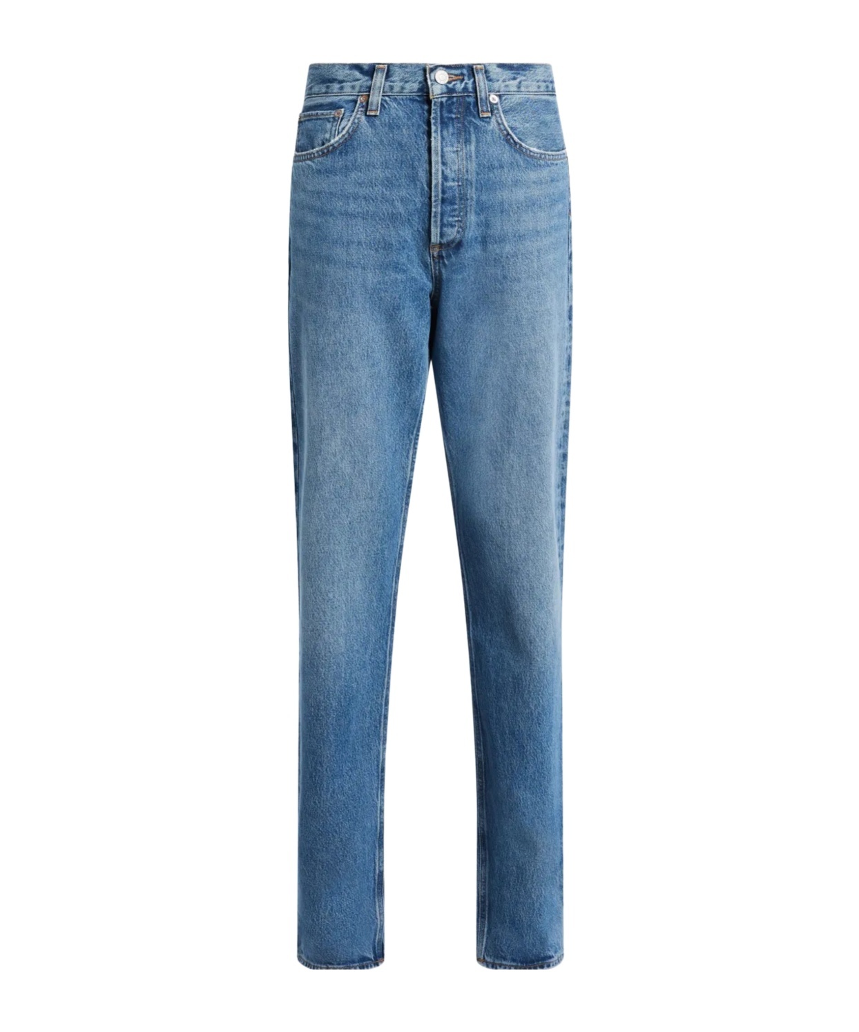 Agolde Denim Trousers With Belt Loops In Blue