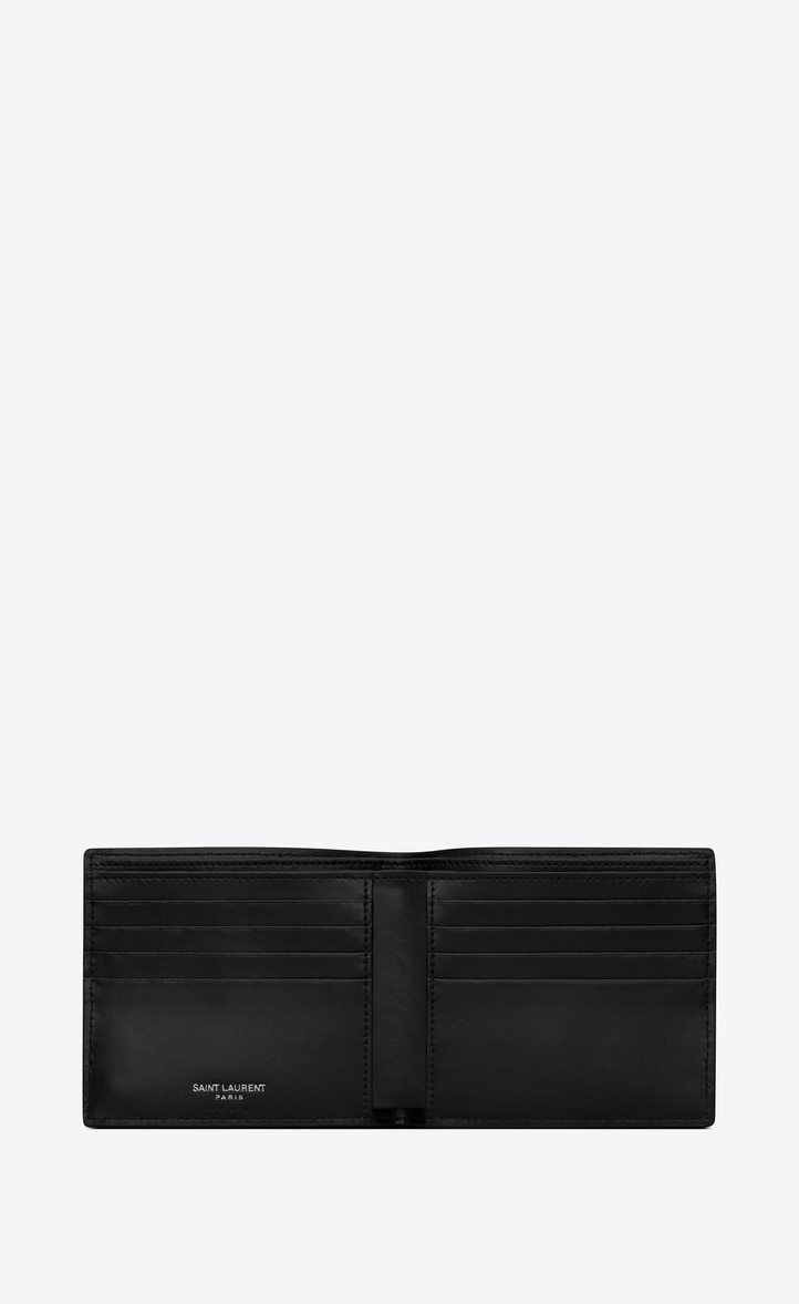 Saint Laurent Logo Plaque Bi-fold Wallet In Black