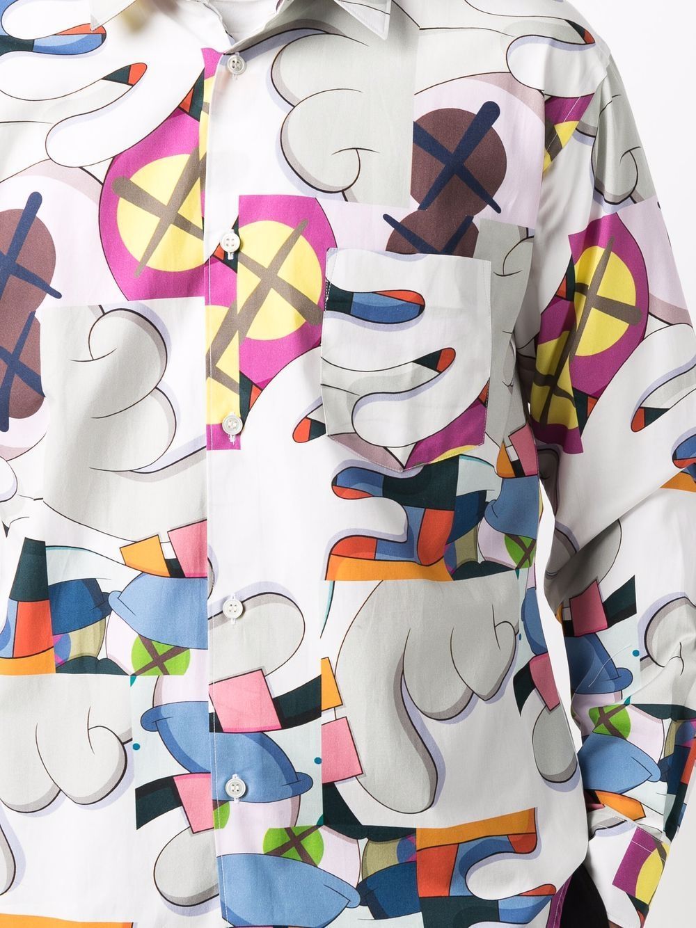 Comme Des Garçons Cartoon-print Long-sleeved Shirt In White