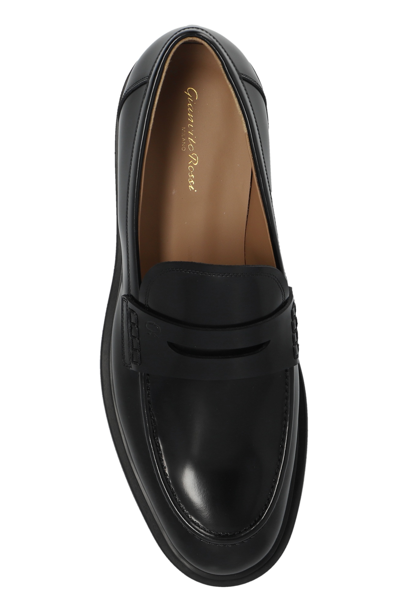 Gianvito Rossi Harris Polished-leather Penny Loafers In Black
