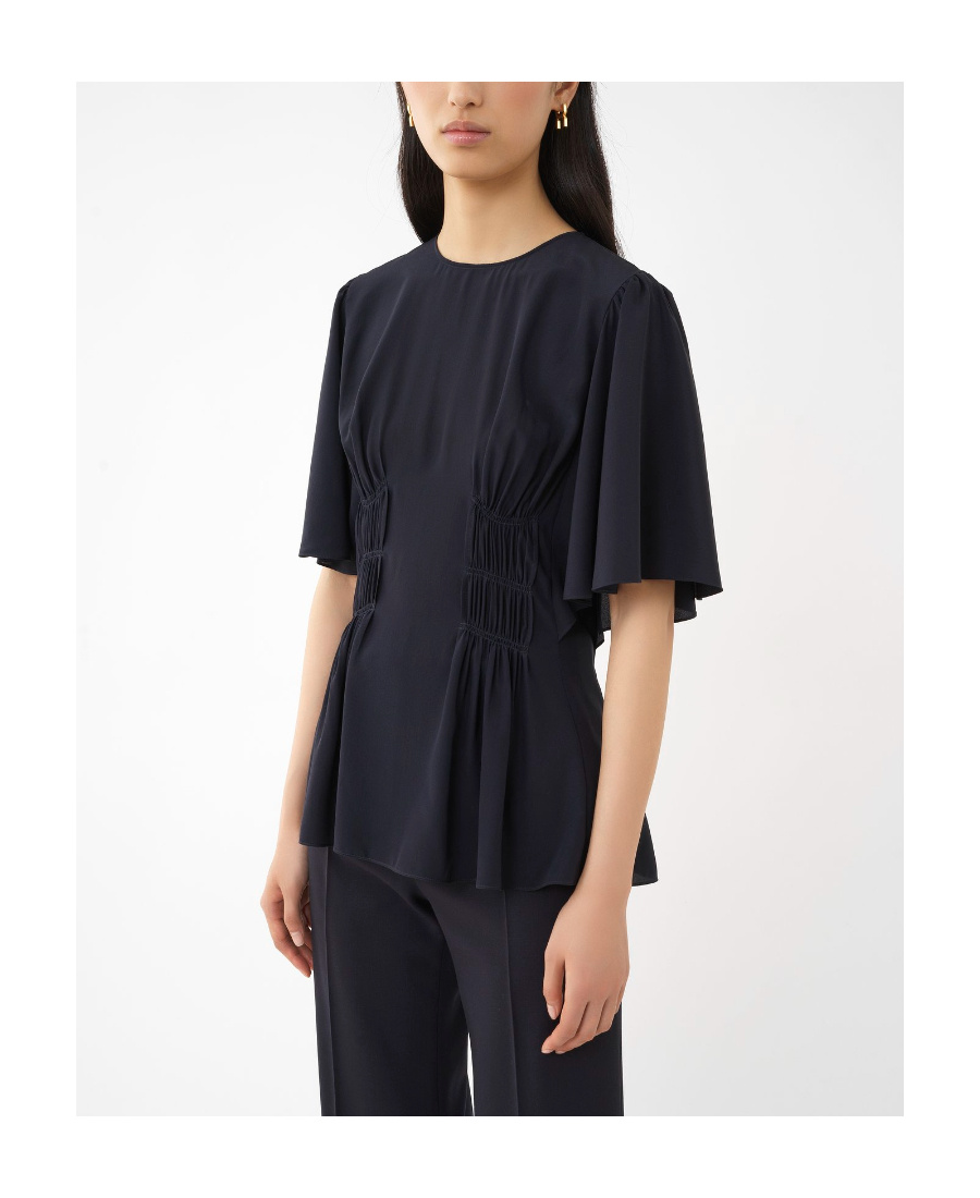 Chloé Drape-detailed Crewneck Top In Black