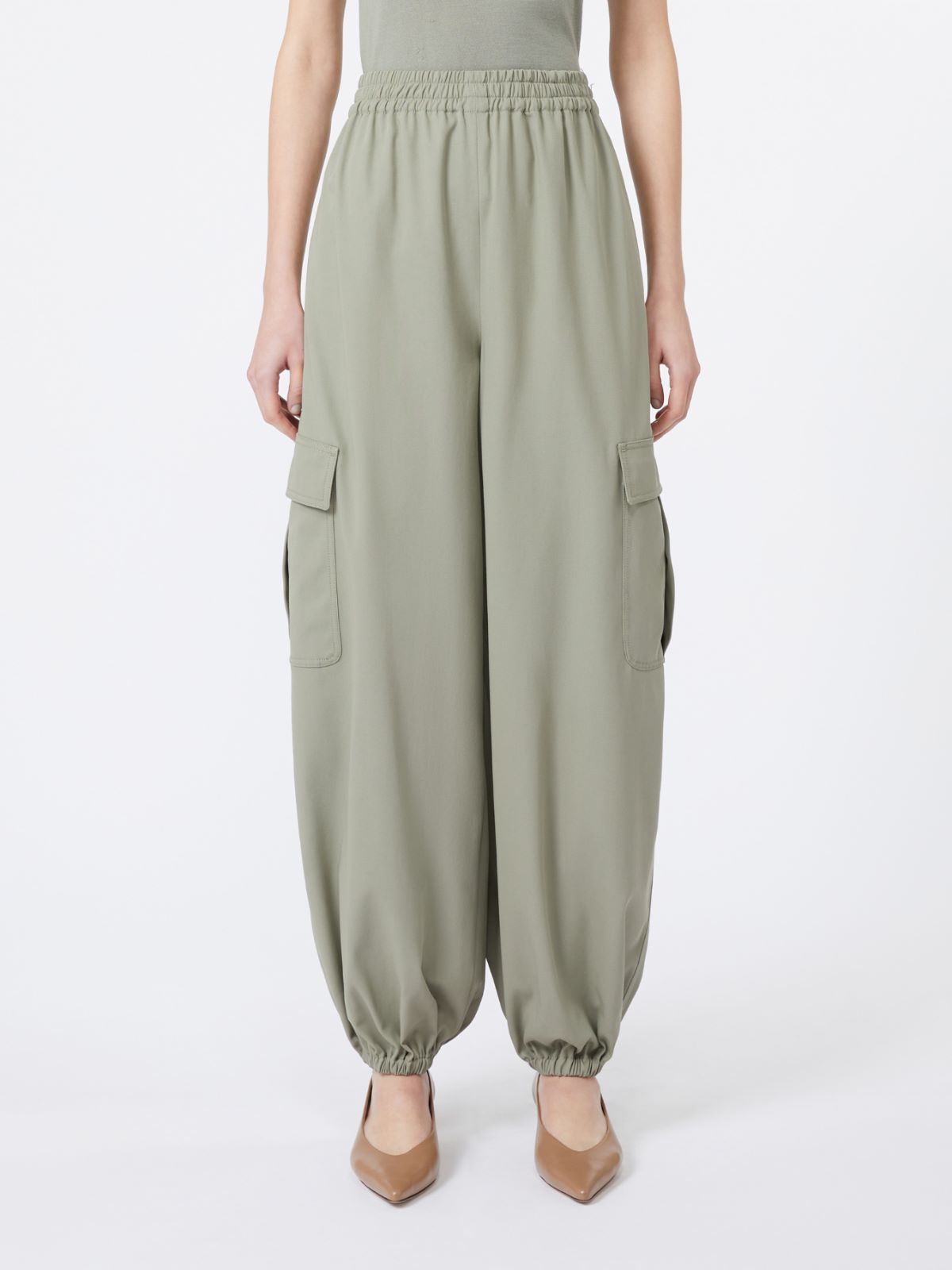 Max Mara Cotton Canvas Baggy Trousers In Green