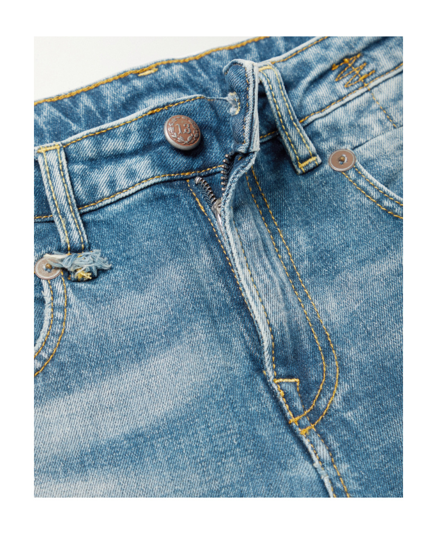 R13 Rough-edged Middle-waist Jeans In Blue