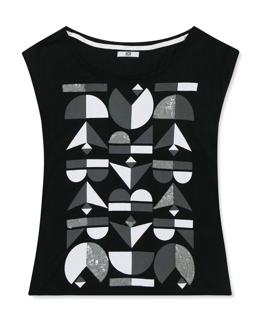 Iceberg Printed Sleeveless T-shirt In Black