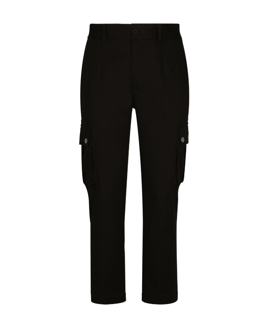 Dolce & Gabbana Logo-plaque Cargo Trousers In Black