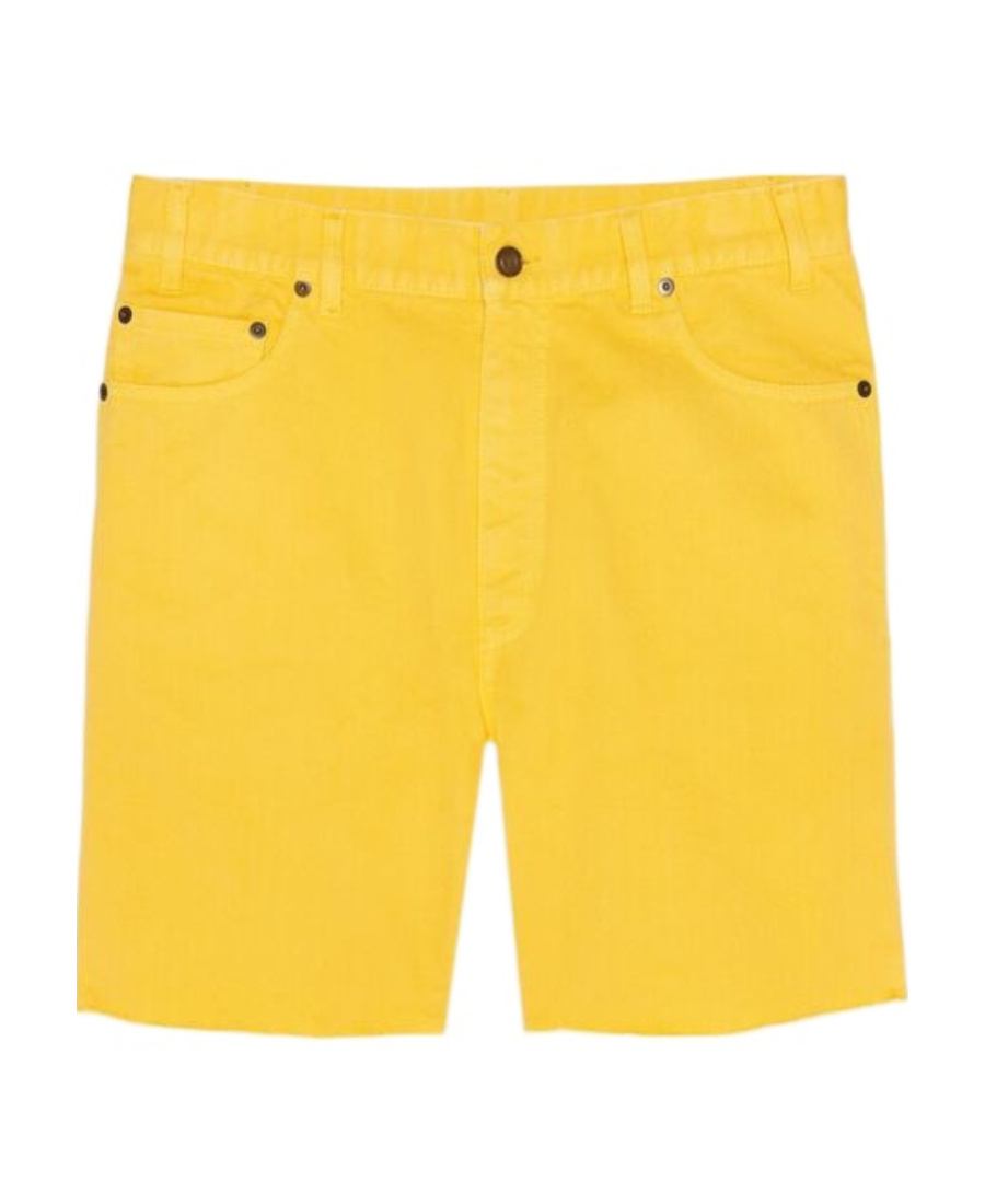Saint Laurent Mid-rise Denim Shorts In Yellow