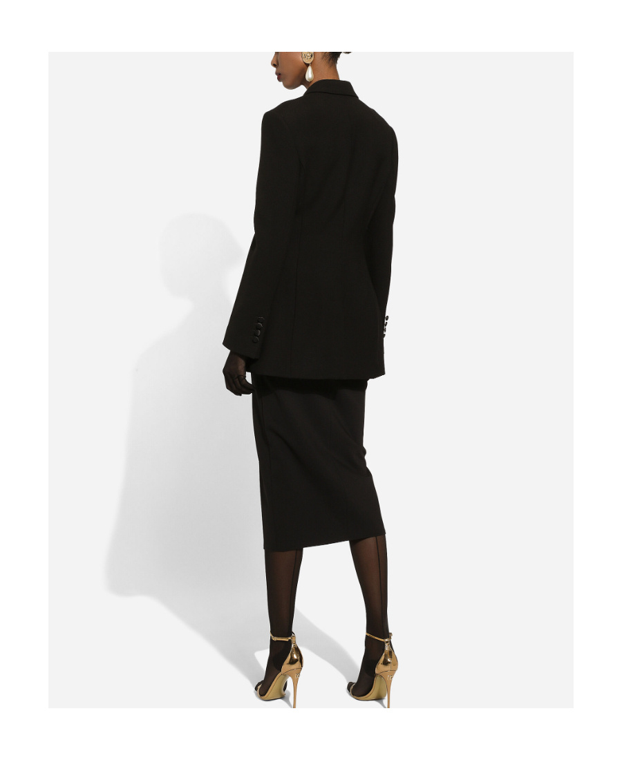 Dolce & Gabbana Giacca Dolce Lunga Monopetto In Cady Di Lana In Black