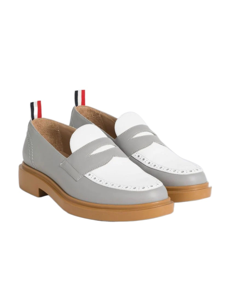 Thom Browne Two-toned Penny Loafers In Gray