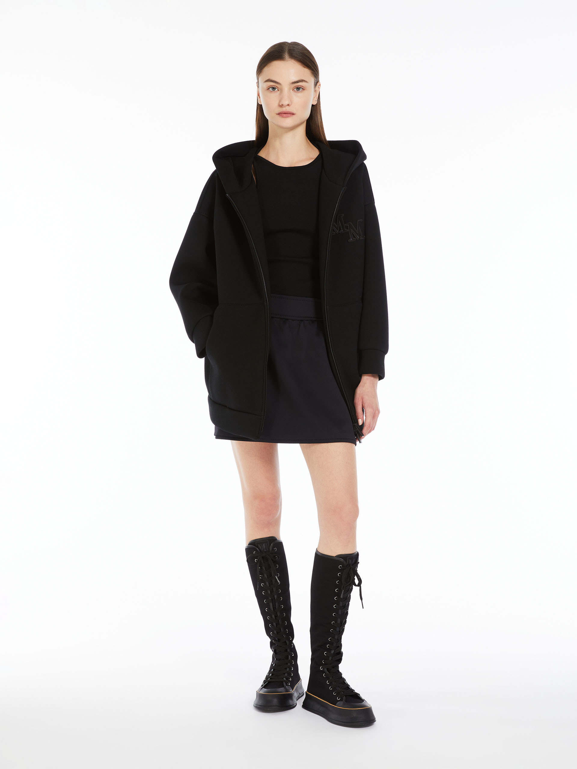 MAX MARA MAX MARA LOGO EMBROIDERED ZIP-UP HOODIE