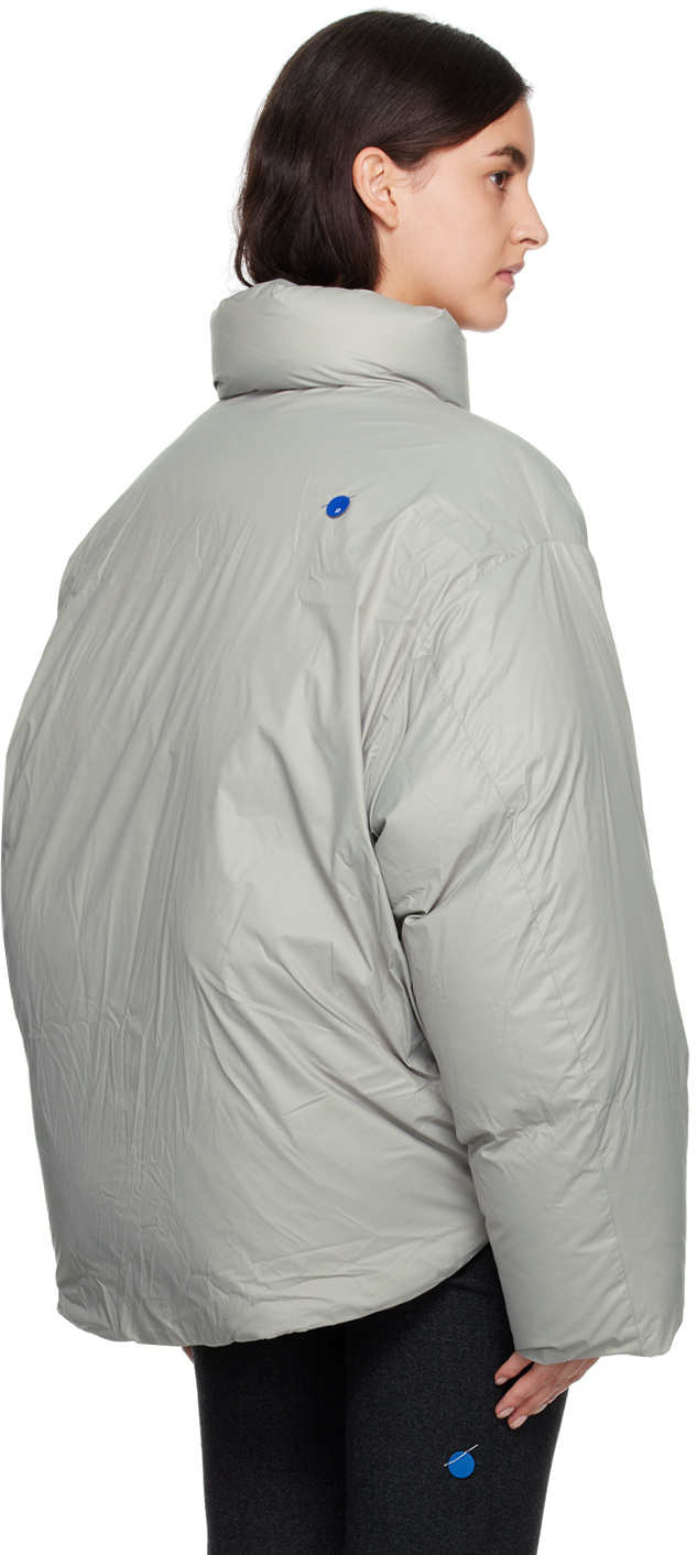 Ader Error Beige Print Down Jacket In Gray