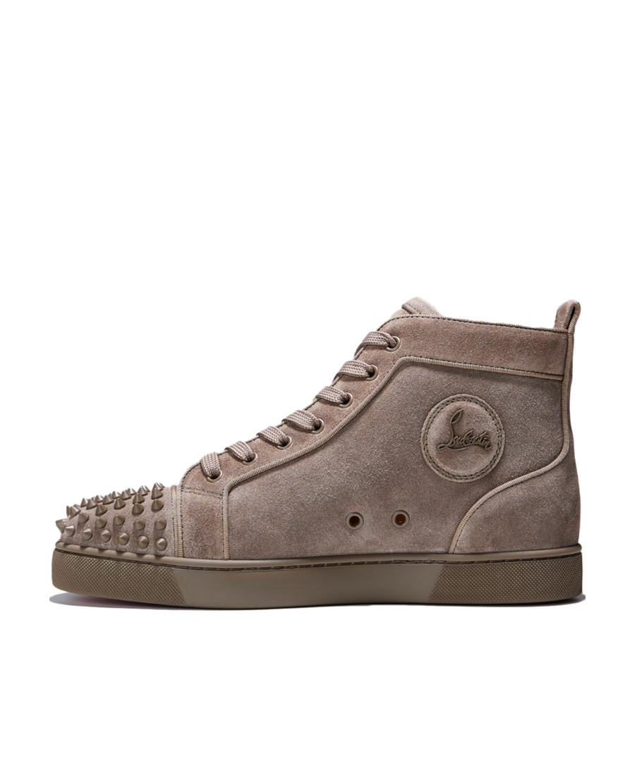 Christian Louboutin Lou Spikes Embellished Mid-top Sneakers In Gray
