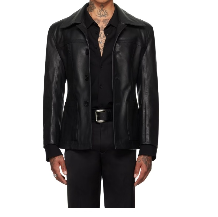 Lu'u Dan Long-sleeved Leather Jacket In Black