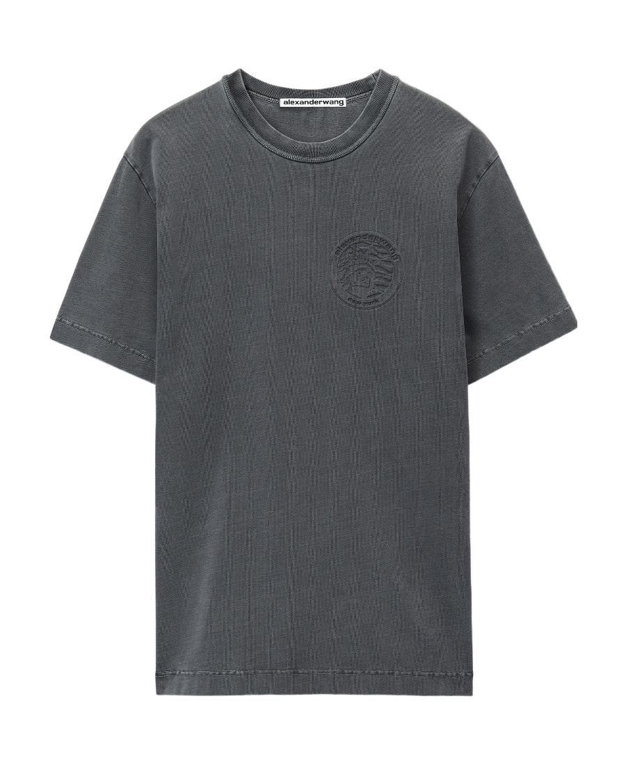 Alexander Wang Embossed Cotton-jersey T-shirt In Black