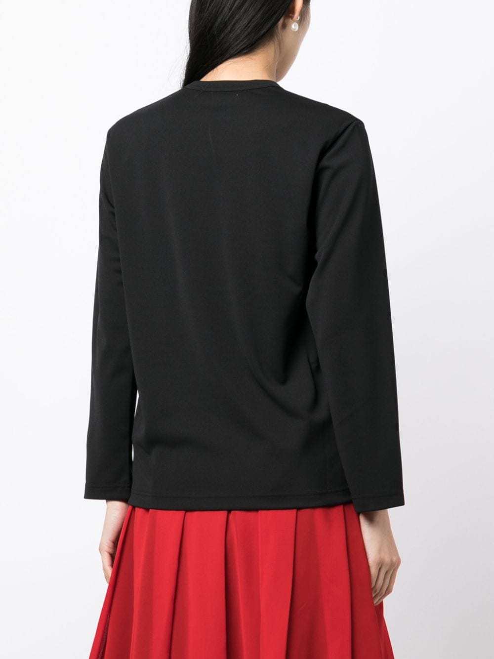 Shop Comme Des Garçons T-shirt With Round Neck And Long Sleeves In Black