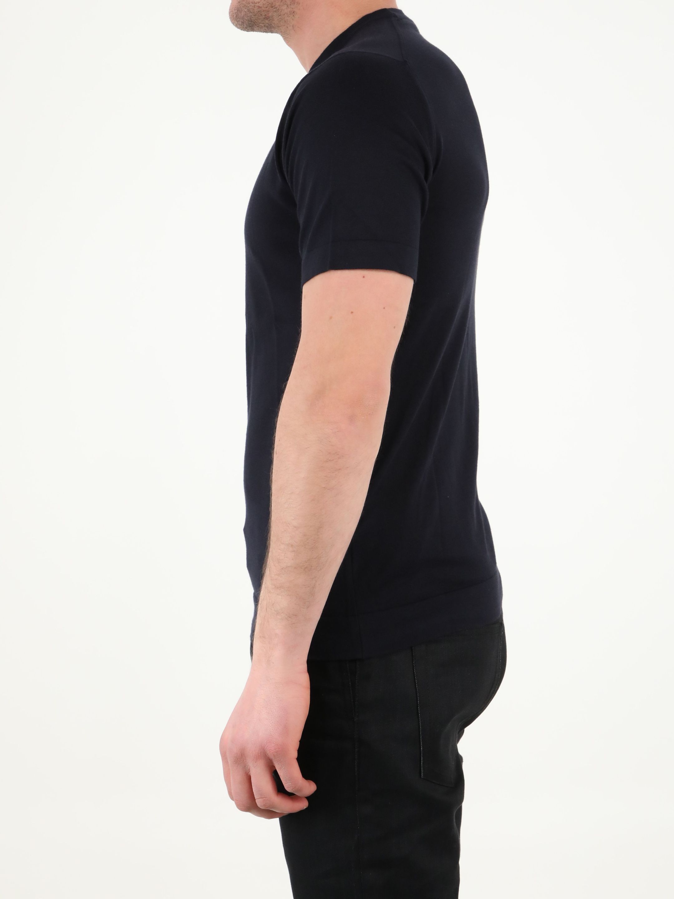 John Smedley 'lorca' Crewneck Short Sleeve Sea Island Cotton Knit T-shirt In Black
