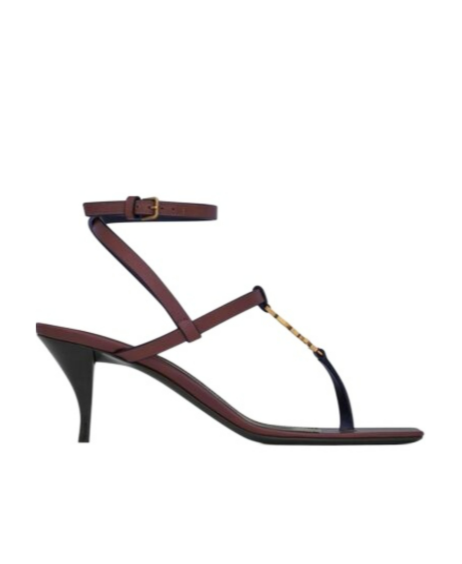 Saint Laurent Cassandra 60 Leather Sandals In Brown