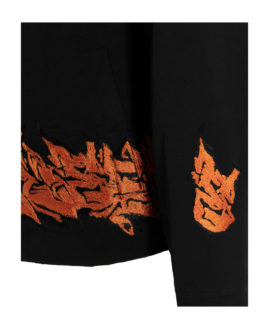 Off-white Embroidered Motif Zipped Jacket In Black