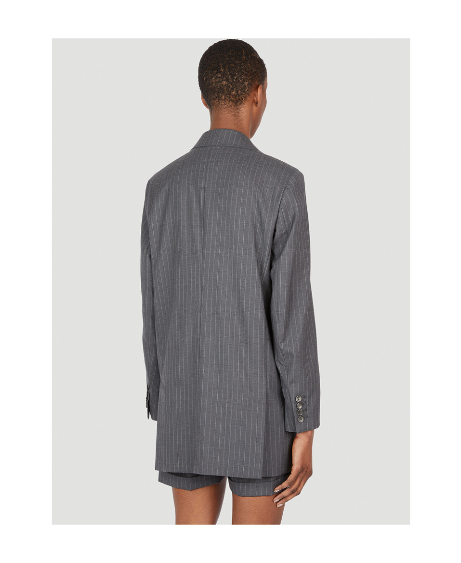 Max Mara Striped Suit Jacket In Gray