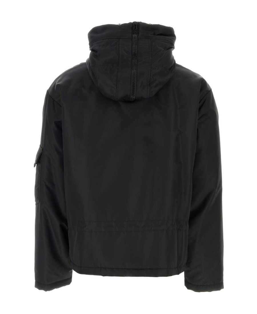 Moschino Nylon Jacket With Adjustable Waist And Hood In Black