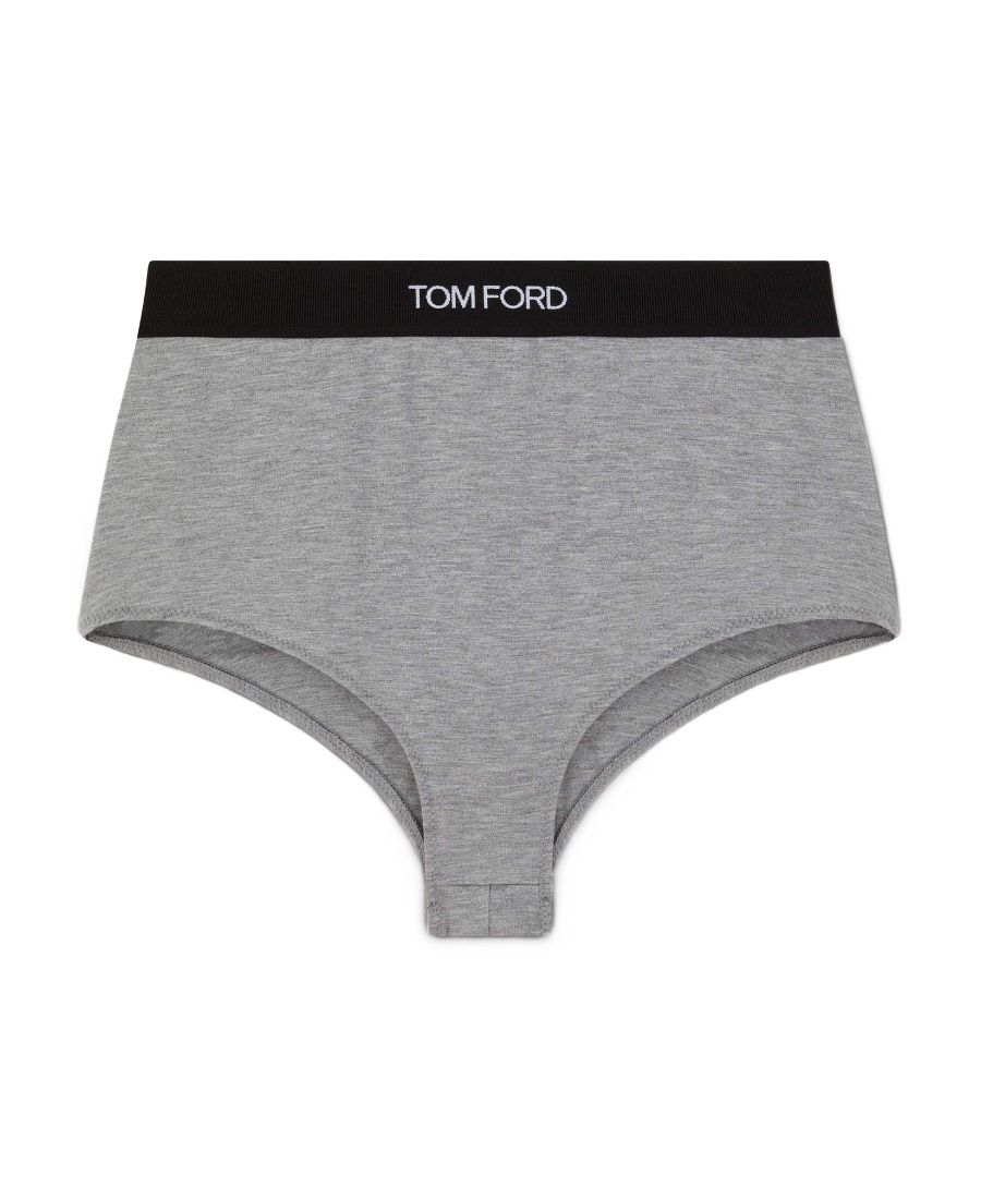 Tom Ford Logo-waist Briefs In Gray