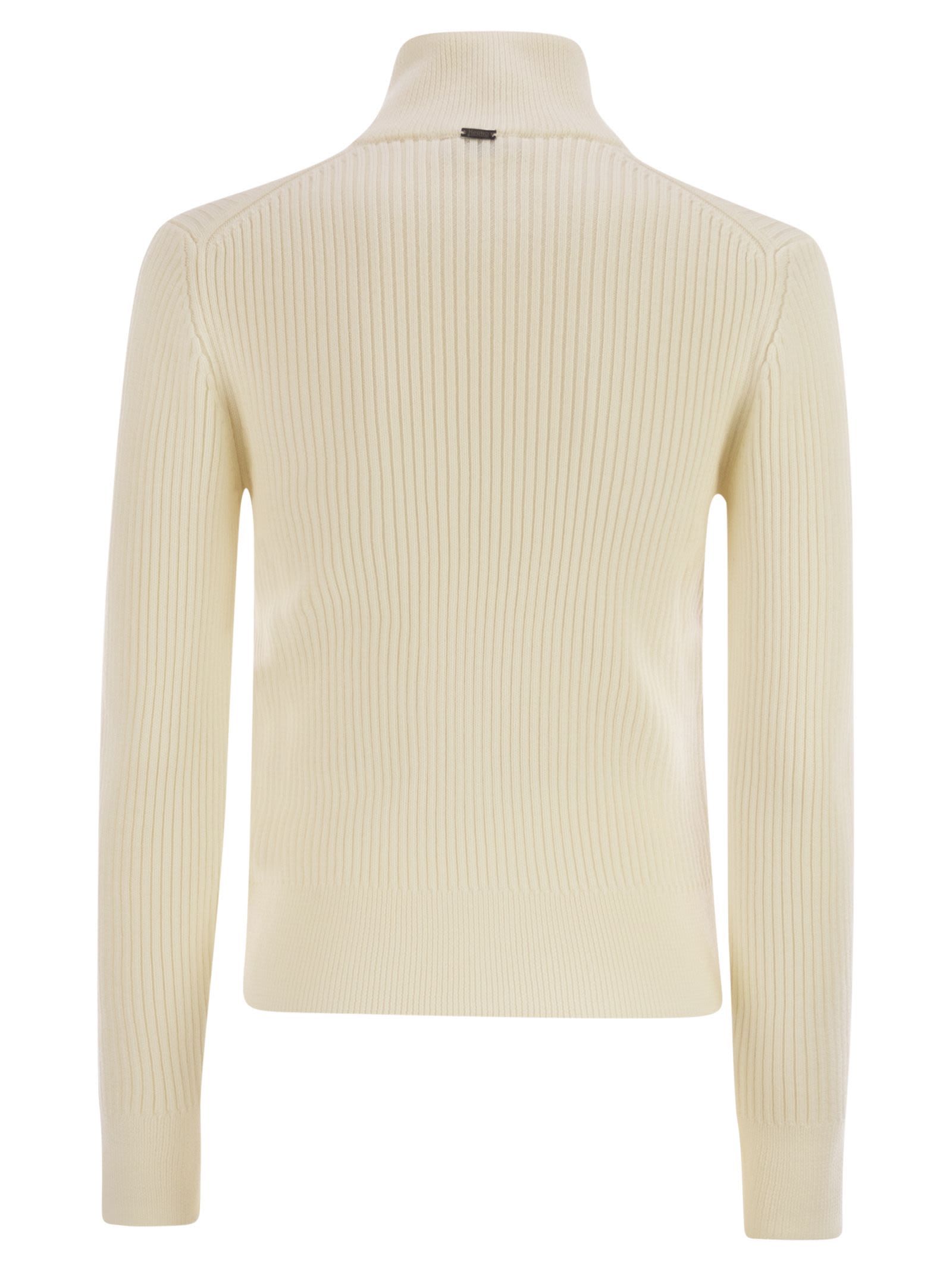 Herno Zipper Sweater In Neutral