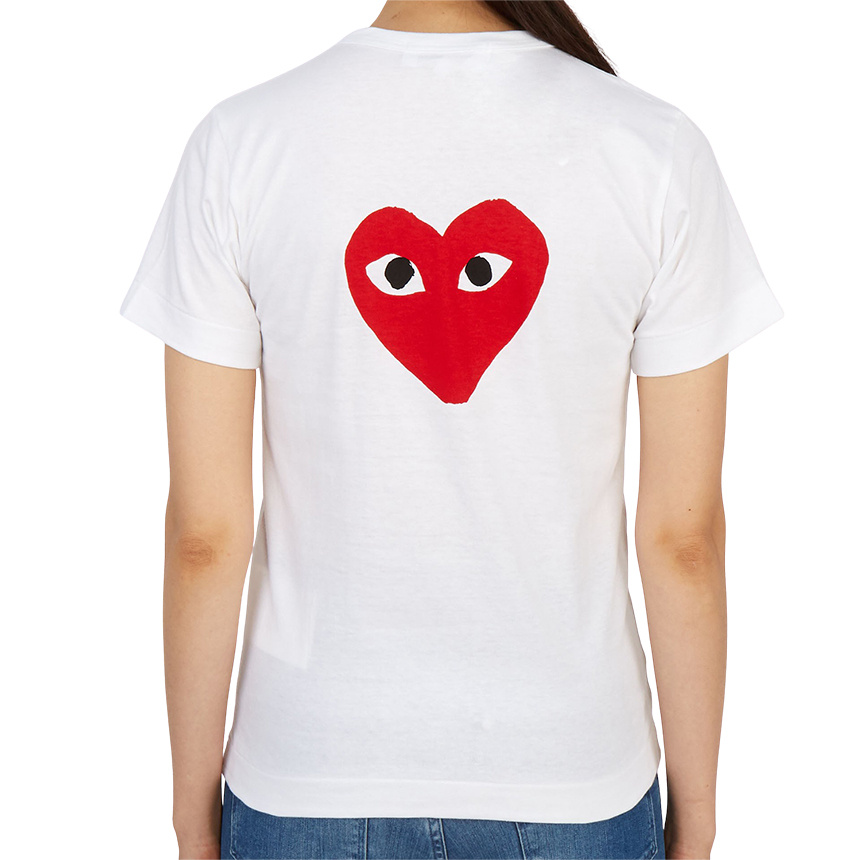 Comme Des Garçons Heart Print T-shirt In White