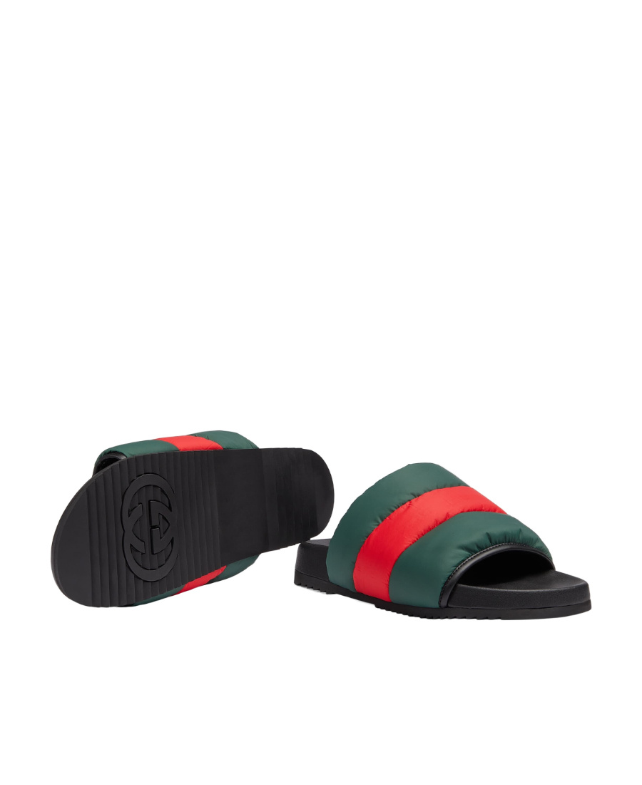 Shop Gucci Web-stripe Open-toe Slides In Green