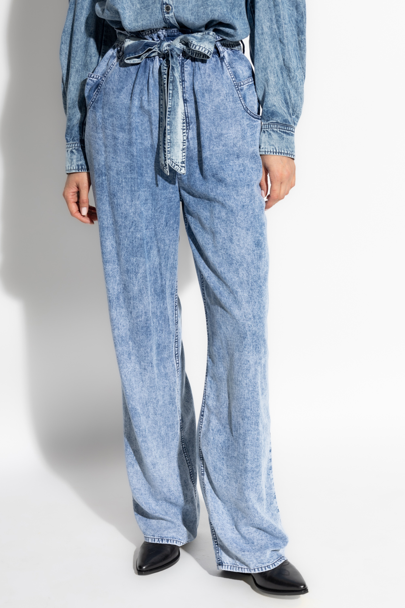 Isabel Marant Étoile Denim-effect High-waist Wide-leg Trousers In Blue