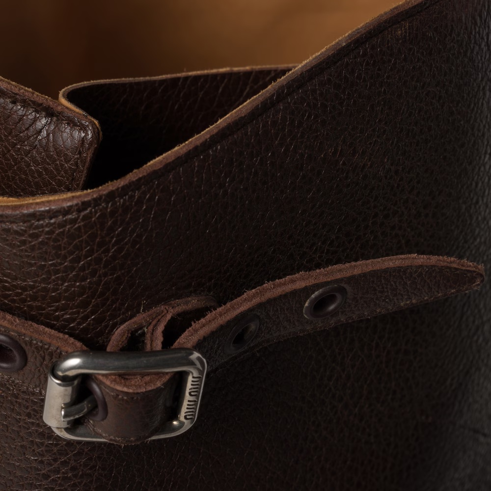 Miu Miu Lace-up Leather Boots In Multi