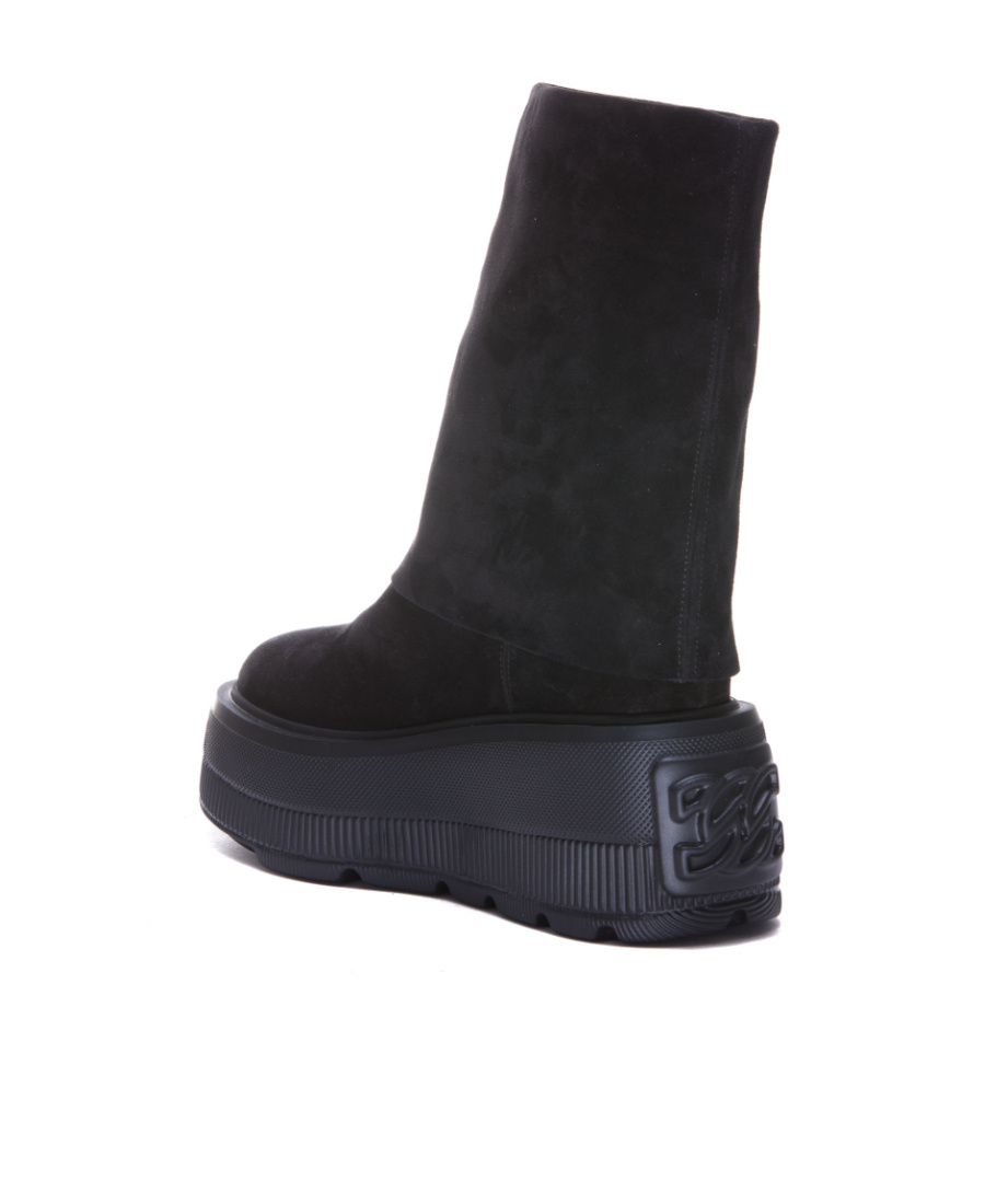 Casadei Nexus Folded Platform Boots In Black