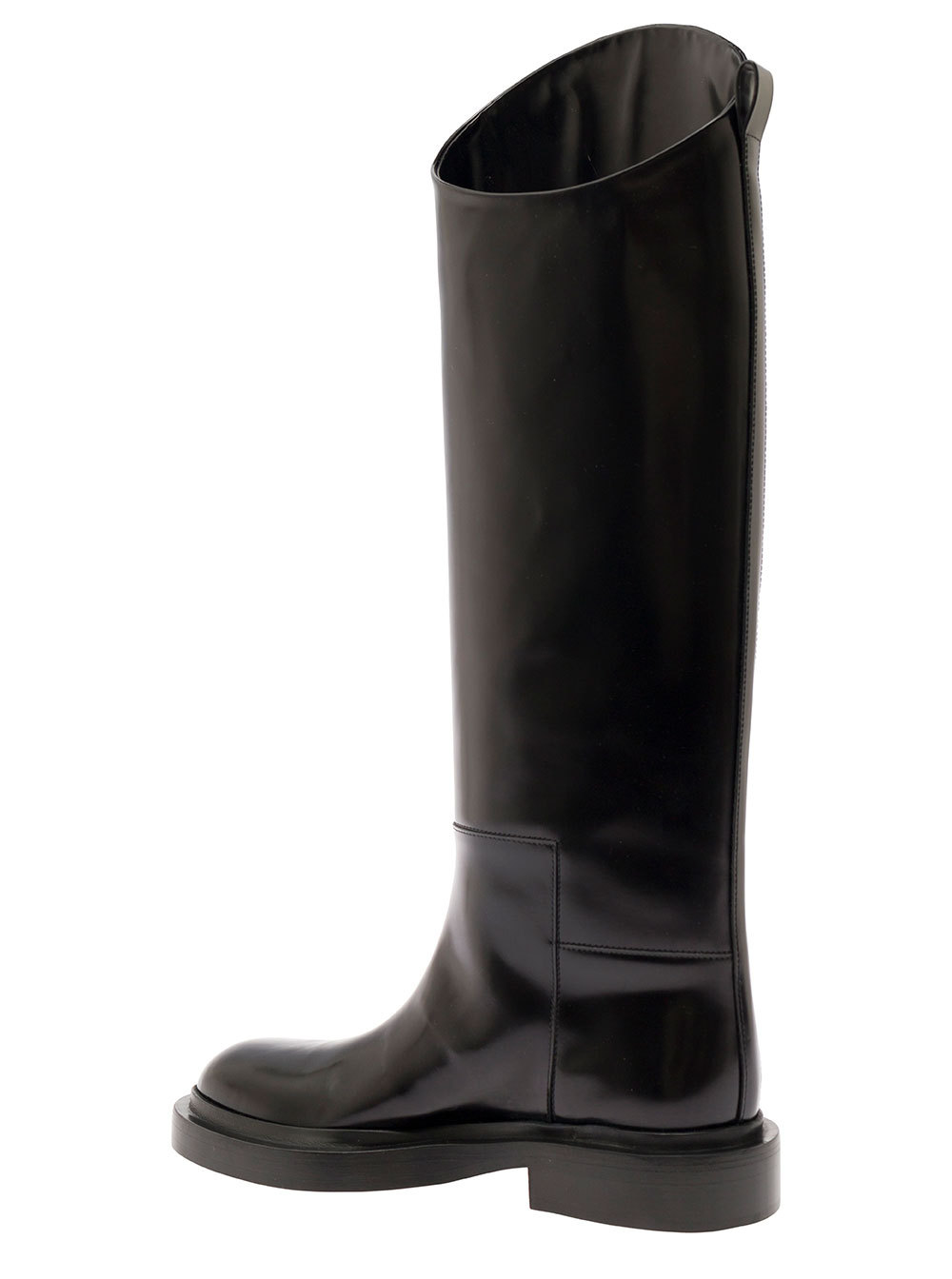 Jil Sander Asymmetric Leather Boots In Black