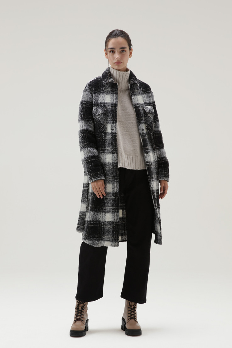 Woolrich Belted-waist Checkered Coat In Black