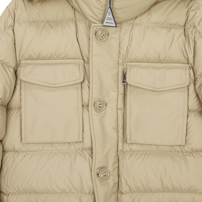 Moncler Hooded Down Jacket In Nude