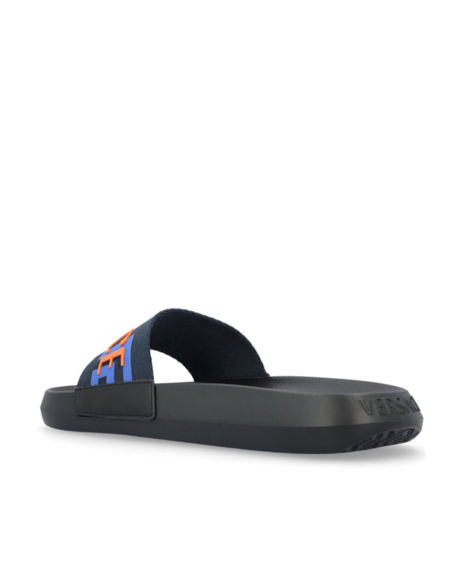 Versace Black Rubber Slide With Logo In Black