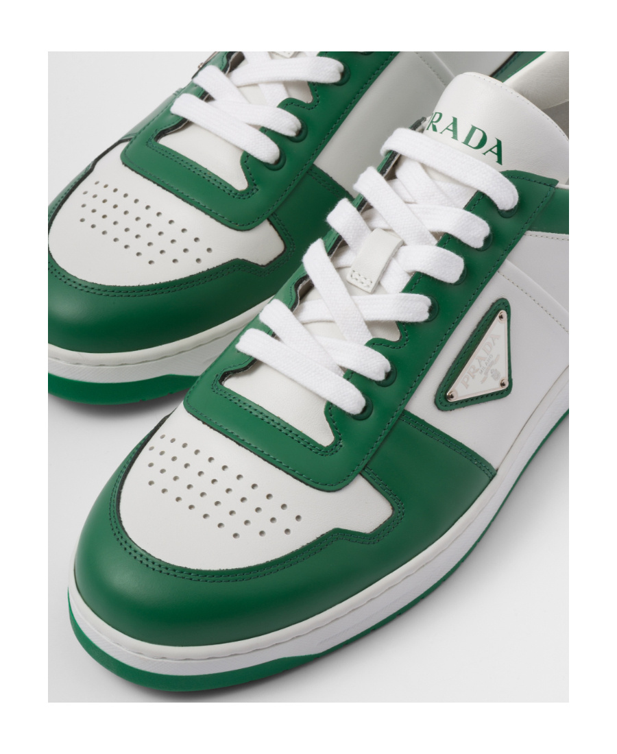 Prada Downtown Leather Sneakers In White