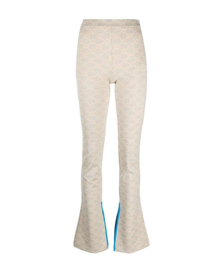 Off-white Monogram Ankle-slit Trousers In Nude