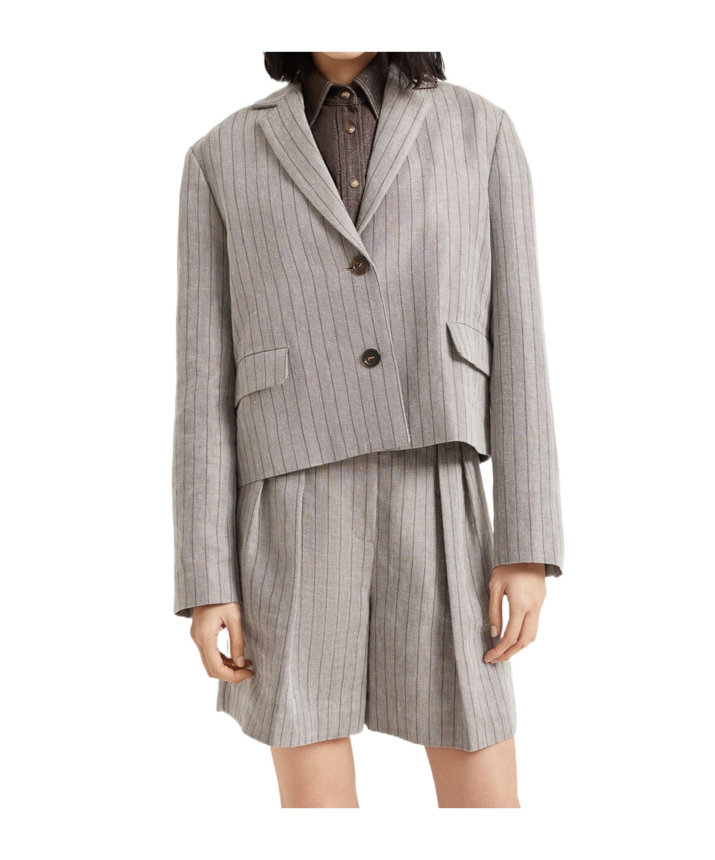 Brunello Cucinelli Striped Blazer In Neutral