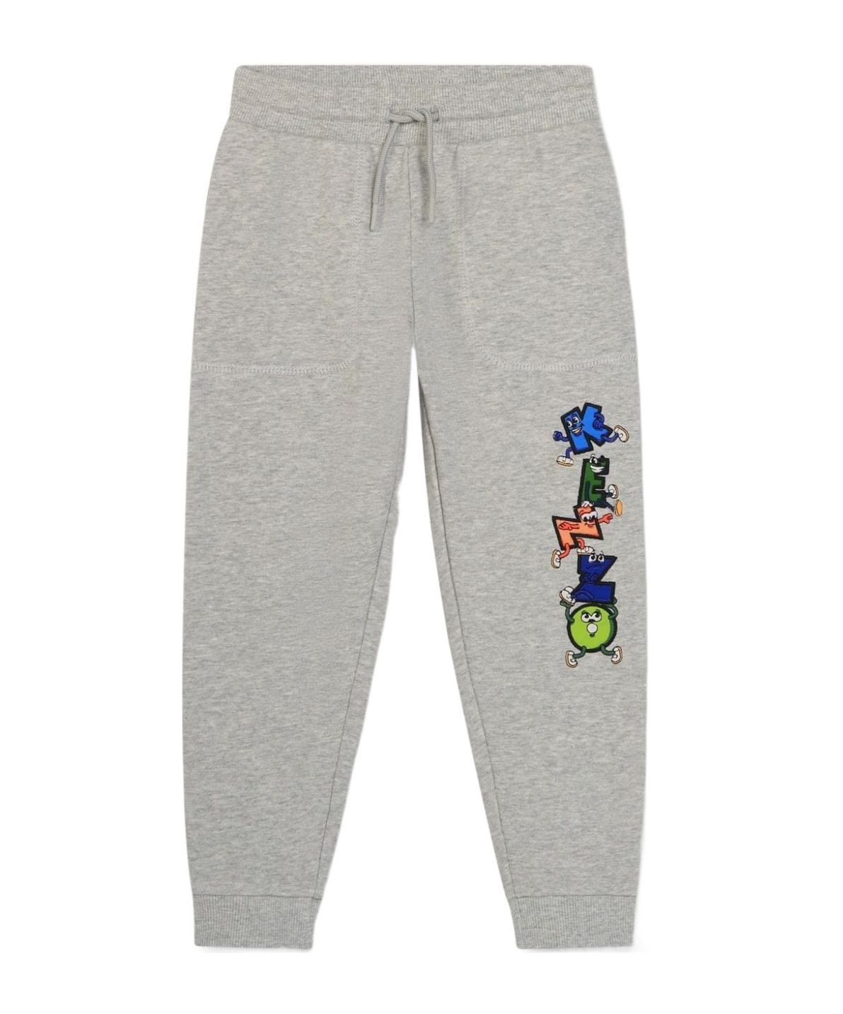 Kenzo Logo Embroidered Casual Pants In Gray