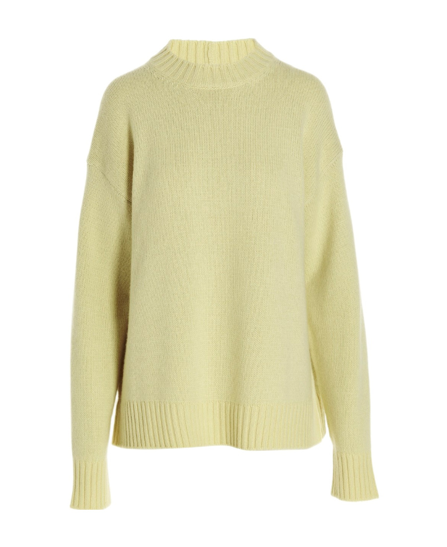 Jil Sander Cachemire Blend Crewneck Sweater With Relaxed Fit In Yellow