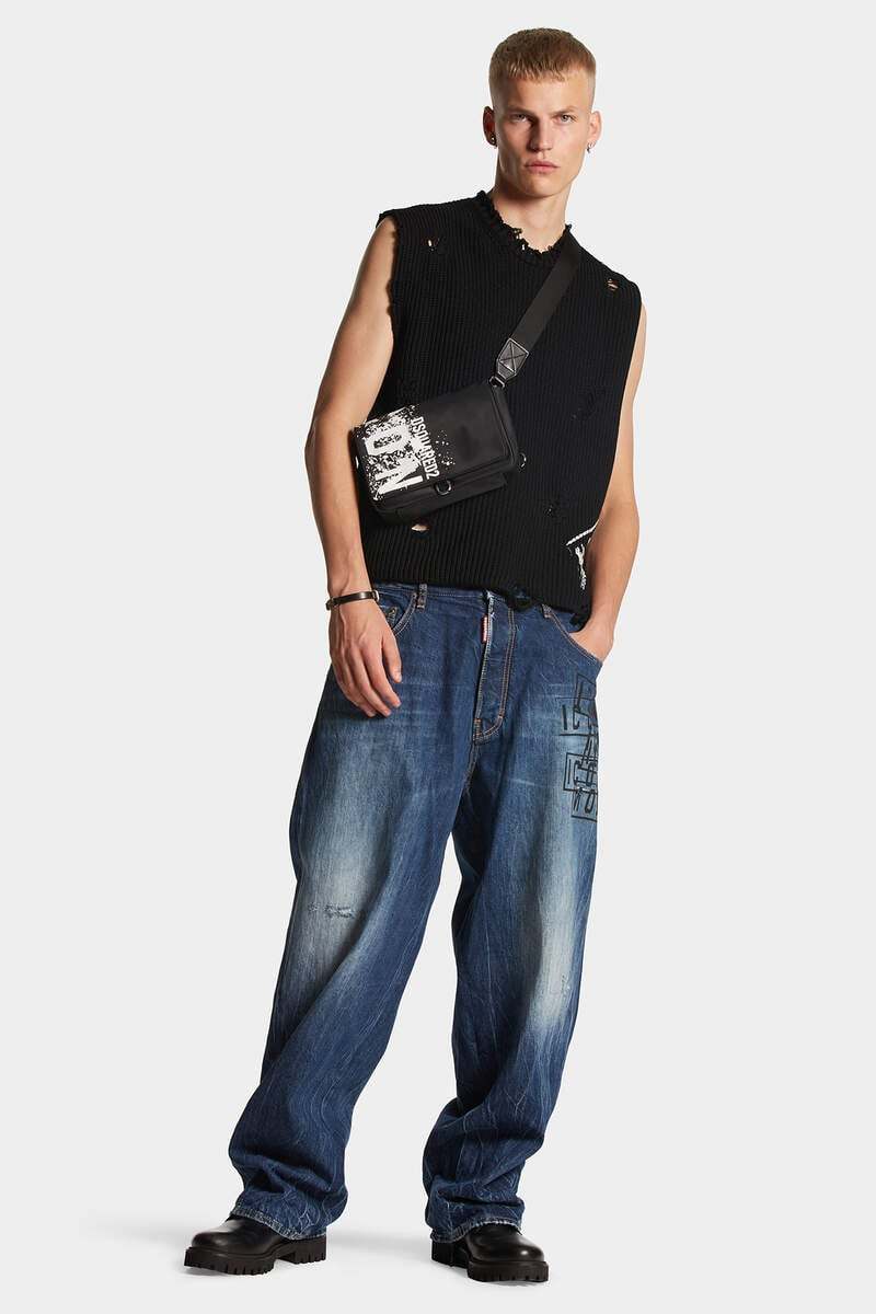 Dsquared2 Icon-print High-rise Straight-leg Jeans In Blue