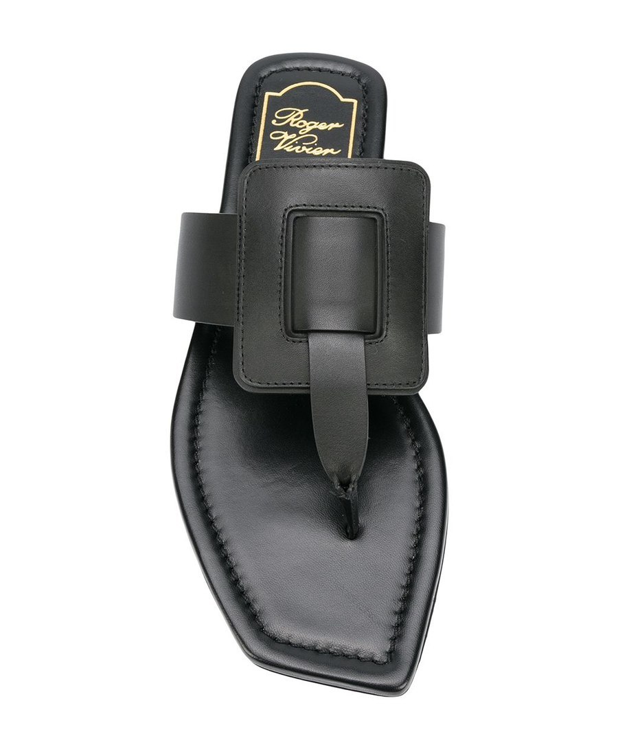 Roger Vivier Viv' Sellier Herringbone Muller Shoes In Black